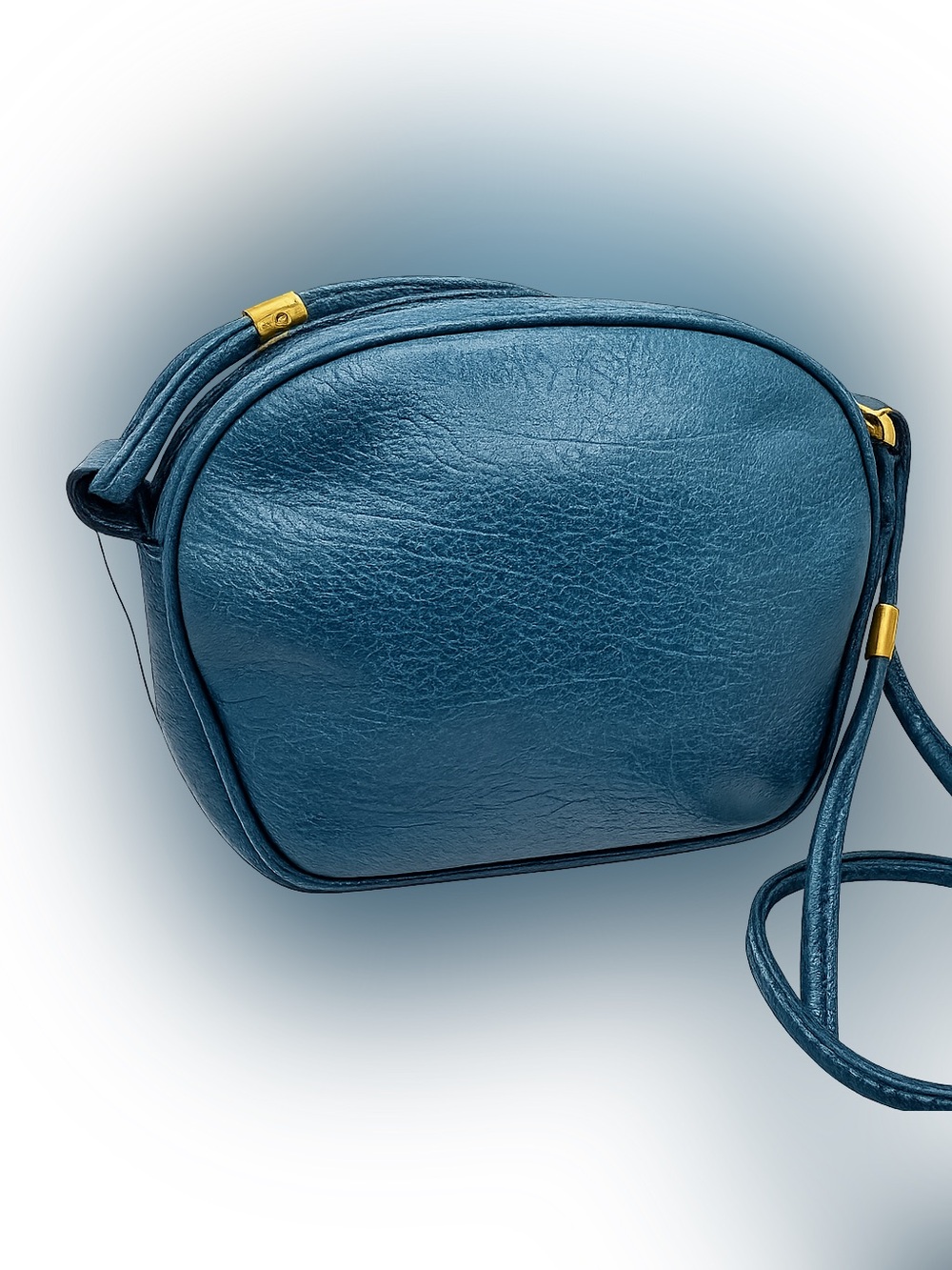 Lancel Paris Vintage Blue Pebbled Leather Crossbody Camera Bag Made in Italy GUC - Picture 5 of 5